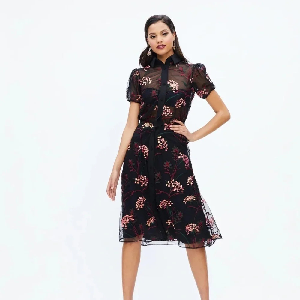 NWT Dress the Population Camille Midi Dress Size XS